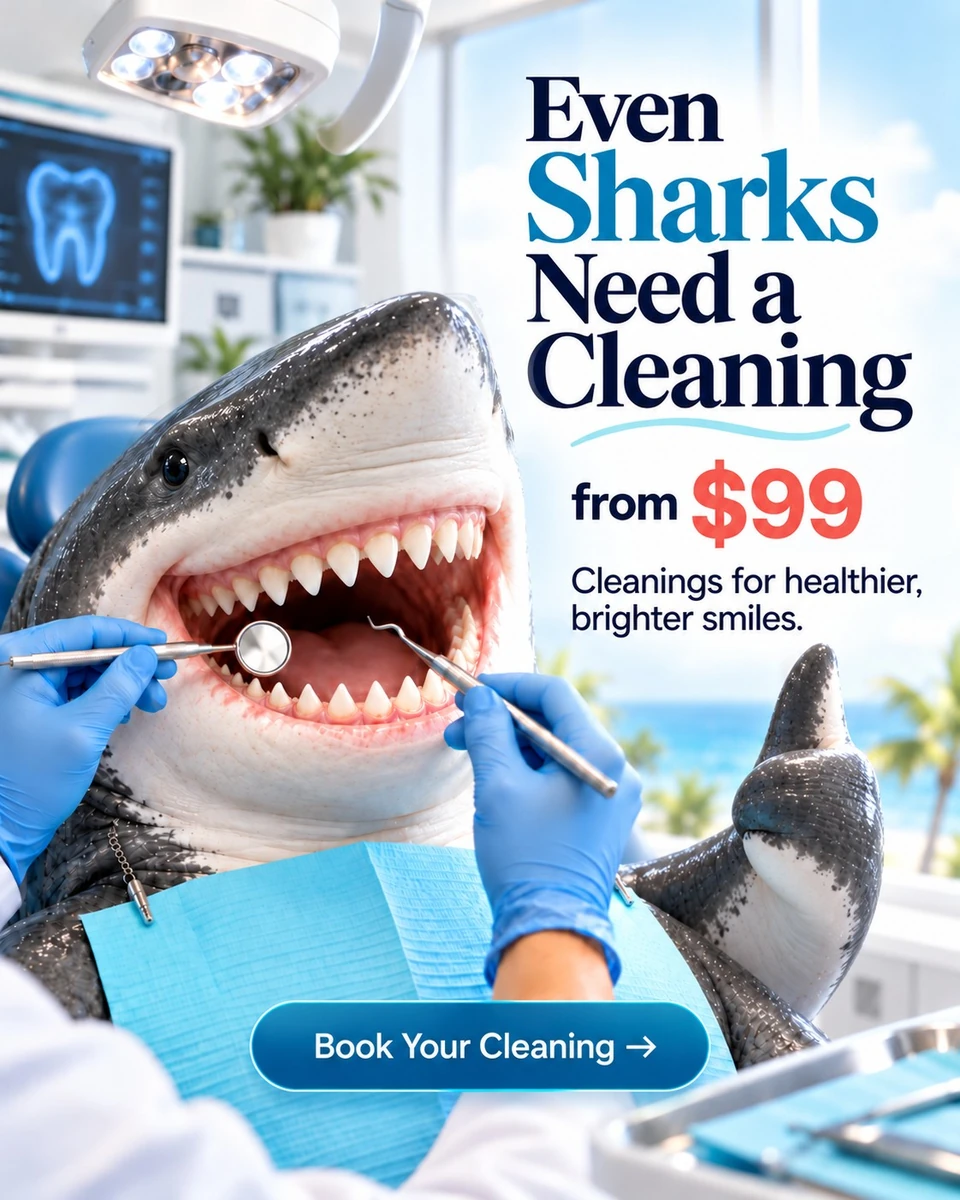 Dentistry — Shark Cleaning: рекламный креатив